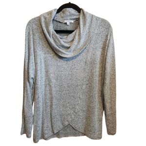 GREEN ENVELOPE HEATHER GRAY SURPLICE FRONT LONG SLEEVE TOP COWL XS / SMALL